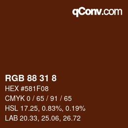 Color code: RGB 88 31 8 | qconv.com