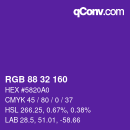 Color code: RGB 88 32 160 | qconv.com