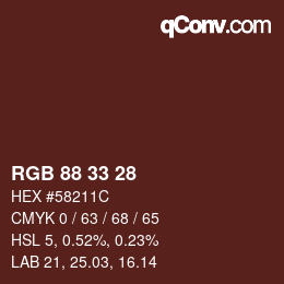 Color code: RGB 88 33 28 | qconv.com