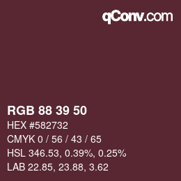 カラーコード: RGB 88 39 50 | qconv.com