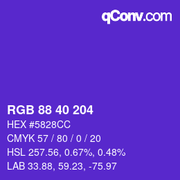 Color code: RGB 88 40 204 | qconv.com