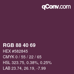 Color code: RGB 88 40 69 | qconv.com