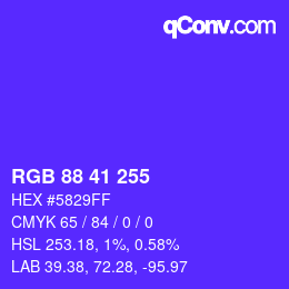 Color code: RGB 88 41 255 | qconv.com
