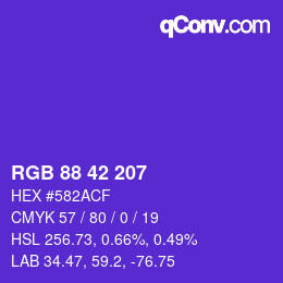颜色代码: RGB 88 42 207 | qconv.com