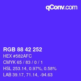 Color code: RGB 88 42 252 | qconv.com