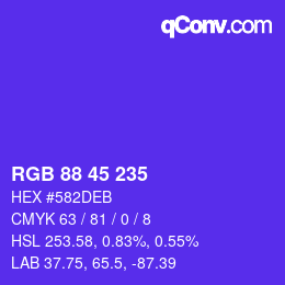 Color code: RGB 88 45 235 | qconv.com