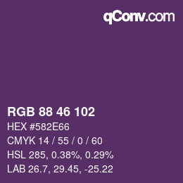 Color code: RGB 88 46 102 | qconv.com