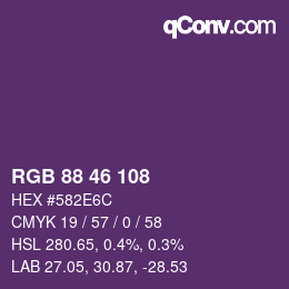 Color code: RGB 88 46 108 | qconv.com