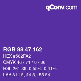 Color code: RGB 88 47 162 | qconv.com