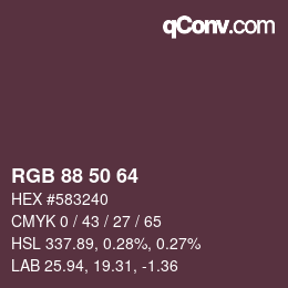 Color code: RGB 88 50 64 | qconv.com