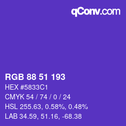 Farbcode: RGB 88 51 193 | qconv.com