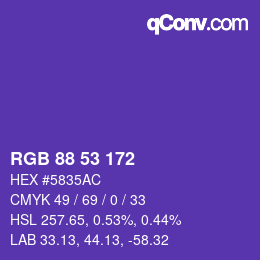 Color code: RGB 88 53 172 | qconv.com