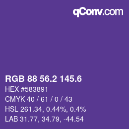 カラーコード: RGB 88 56.2 145.6 | qconv.com