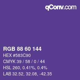 颜色代码: RGB 88 60 144 | qconv.com