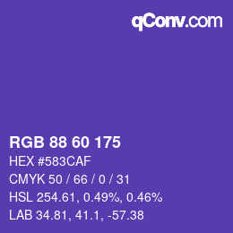 颜色代码: RGB 88 60 175 | qconv.com