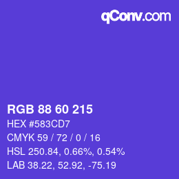 カラーコード: RGB 88 60 215 | qconv.com