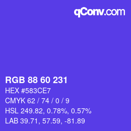 Farbcode: RGB 88 60 231 | qconv.com