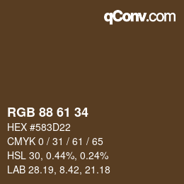 カラーコード: RGB 88 61 34 | qconv.com