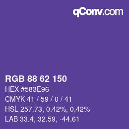 カラーコード: RGB 88 62 150 | qconv.com