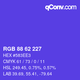 Color code: RGB 88 62 227 | qconv.com