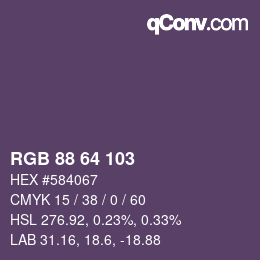 カラーコード: RGB 88 64 103 | qconv.com