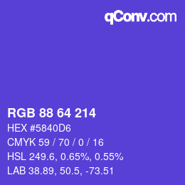 カラーコード: RGB 88 64 214 | qconv.com