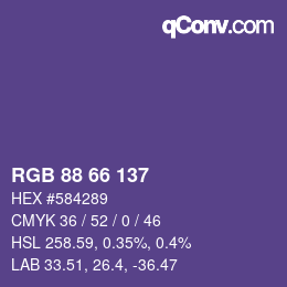 Color code: RGB 88 66 137 | qconv.com