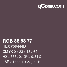 颜色代码: RGB 88 68 77 | qconv.com