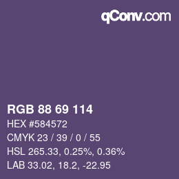 カラーコード: RGB 88 69 114 | qconv.com