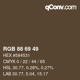 カラーコード: RGB 88 69 49 | qconv.com