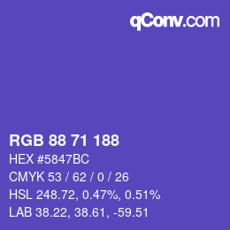 Color code: RGB 88 71 188 | qconv.com