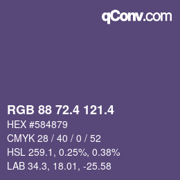カラーコード: RGB 88 72.4 121.4 | qconv.com