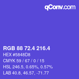 カラーコード: RGB 88 72.4 216.4 | qconv.com