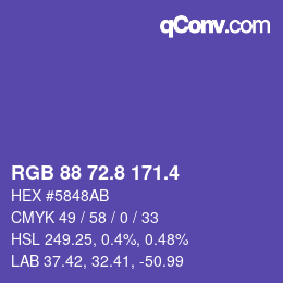 カラーコード: RGB 88 72.8 171.4 | qconv.com