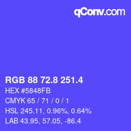 カラーコード: RGB 88 72.8 251.4 | qconv.com
