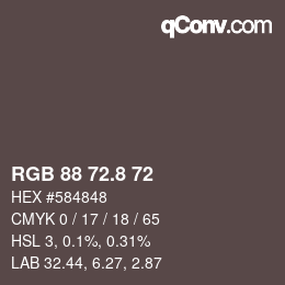 Farbcode: RGB 88 72.8 72 | qconv.com