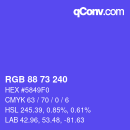 Color code: RGB 88 73 240 | qconv.com