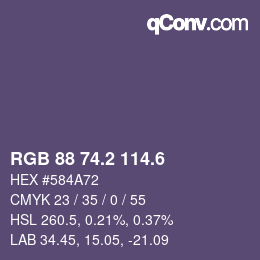 カラーコード: RGB 88 74.2 114.6 | qconv.com