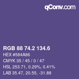 カラーコード: RGB 88 74.2 134.6 | qconv.com