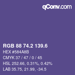 カラーコード: RGB 88 74.2 139.6 | qconv.com