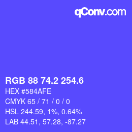 カラーコード: RGB 88 74.2 254.6 | qconv.com