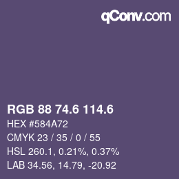 カラーコード: RGB 88 74.6 114.6 | qconv.com