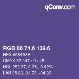カラーコード: RGB 88 74.6 139.6 | qconv.com