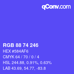 Color code: RGB 88 74 246 | qconv.com