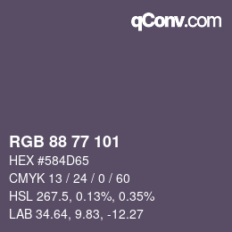 Código de color: RGB 88 77 101 | qconv.com