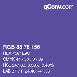 Color code: RGB 88 78 156 | qconv.com