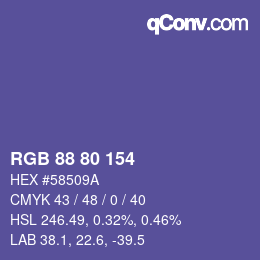 カラーコード: RGB 88 80 154 | qconv.com