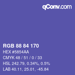 カラーコード: RGB 88 84 170 | qconv.com