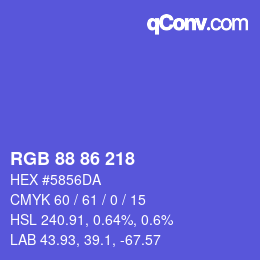 Color code: RGB 88 86 218 | qconv.com
