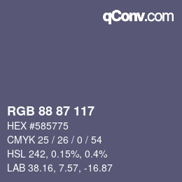 Color code: RGB 88 87 117 | qconv.com